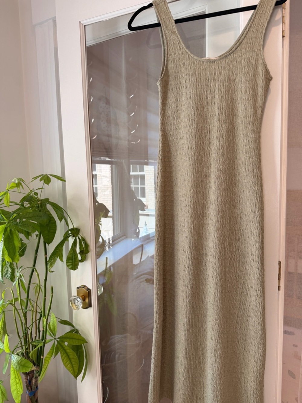 H&M Beige Textured Maxi Dress